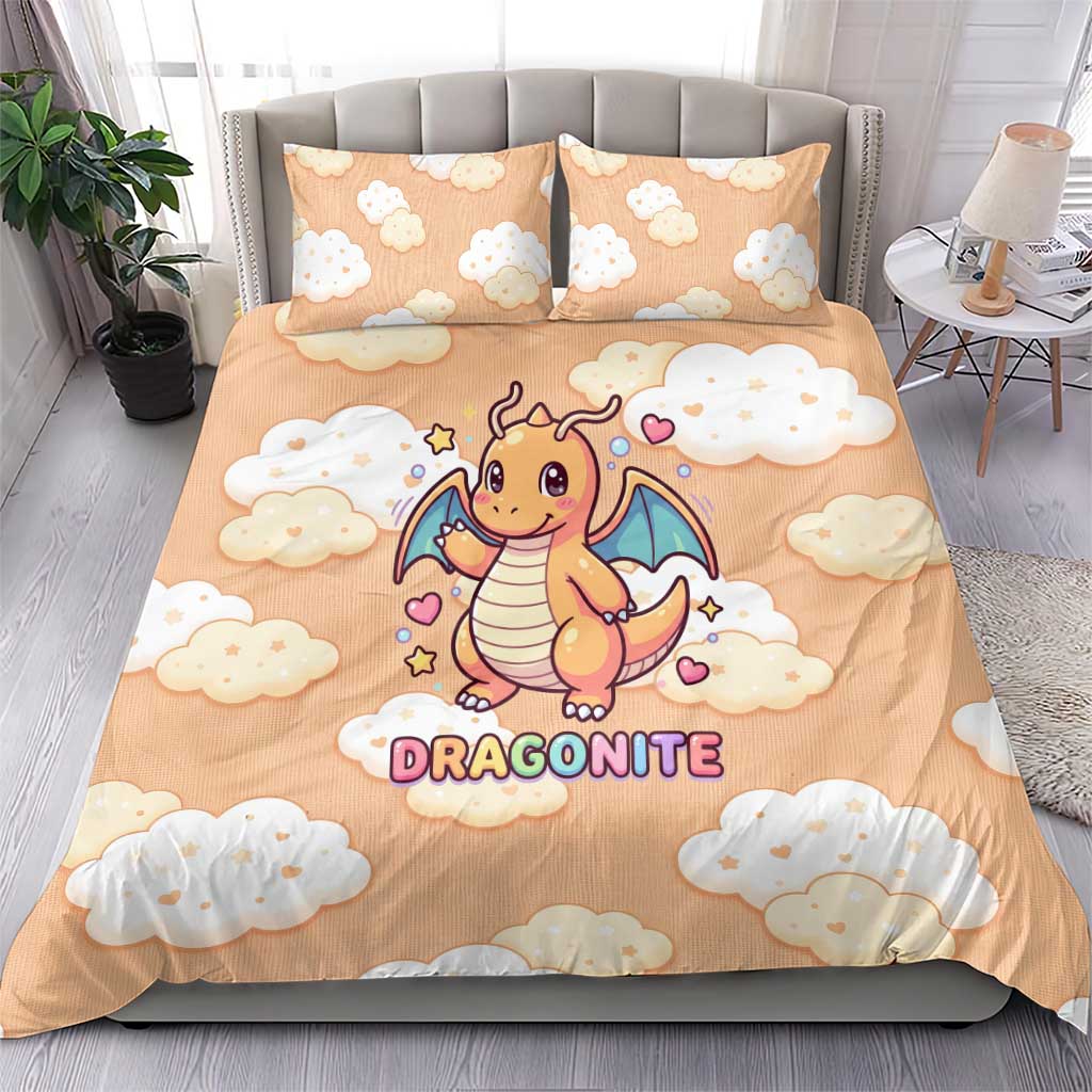 Dragonite Bedding Set Whimsical Pastel Cloud Art