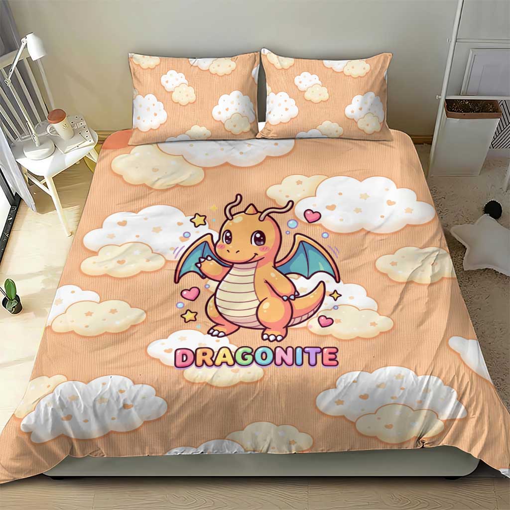 Dragonite Bedding Set Whimsical Pastel Cloud Art
