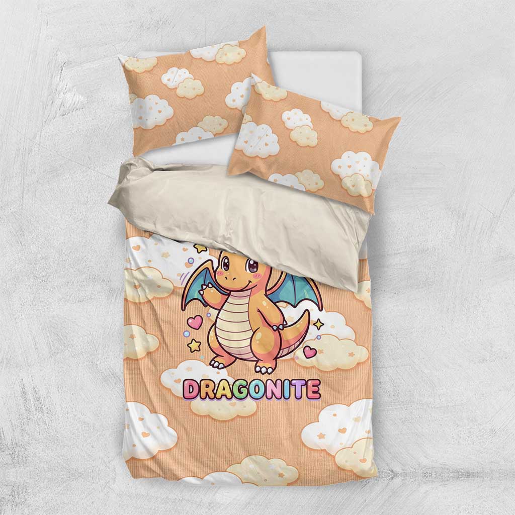 Dragonite Bedding Set Whimsical Pastel Cloud Art