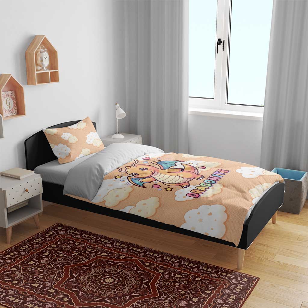 Dragonite Bedding Set Whimsical Pastel Cloud Art