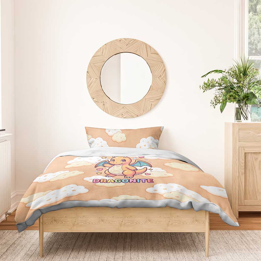 Dragonite Bedding Set Whimsical Pastel Cloud Art