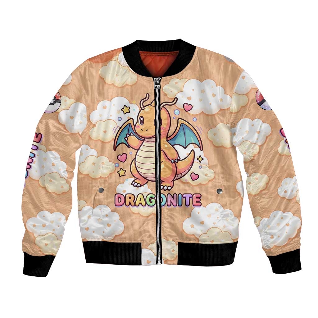 Dragonite Bomber Jacket Whimsical Pastel Cloud Art