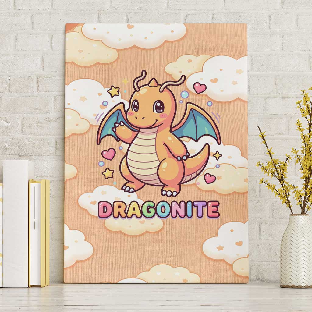 Dragonite Canvas Wall Art Whimsical Pastel Cloud Art