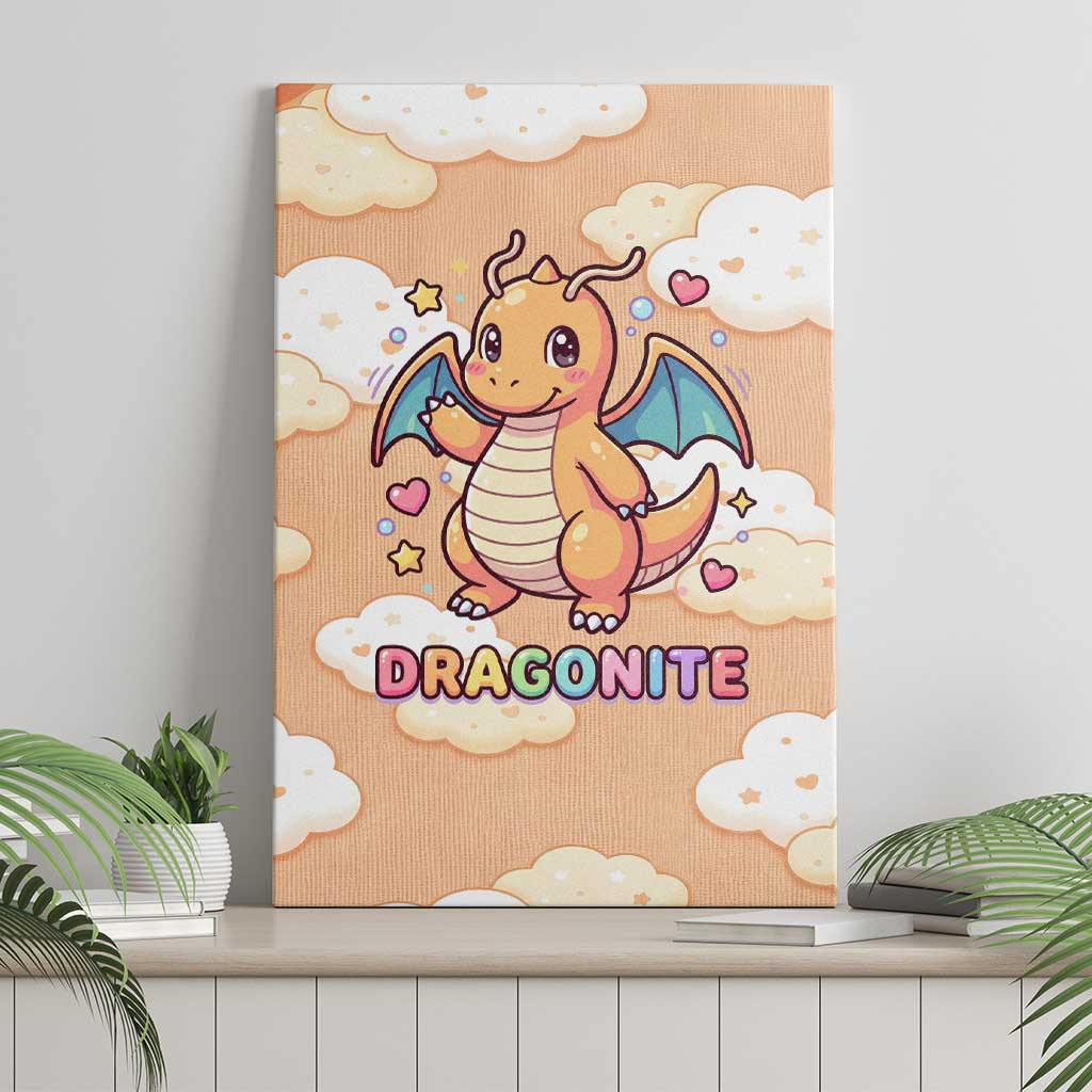 Dragonite Canvas Wall Art Whimsical Pastel Cloud Art