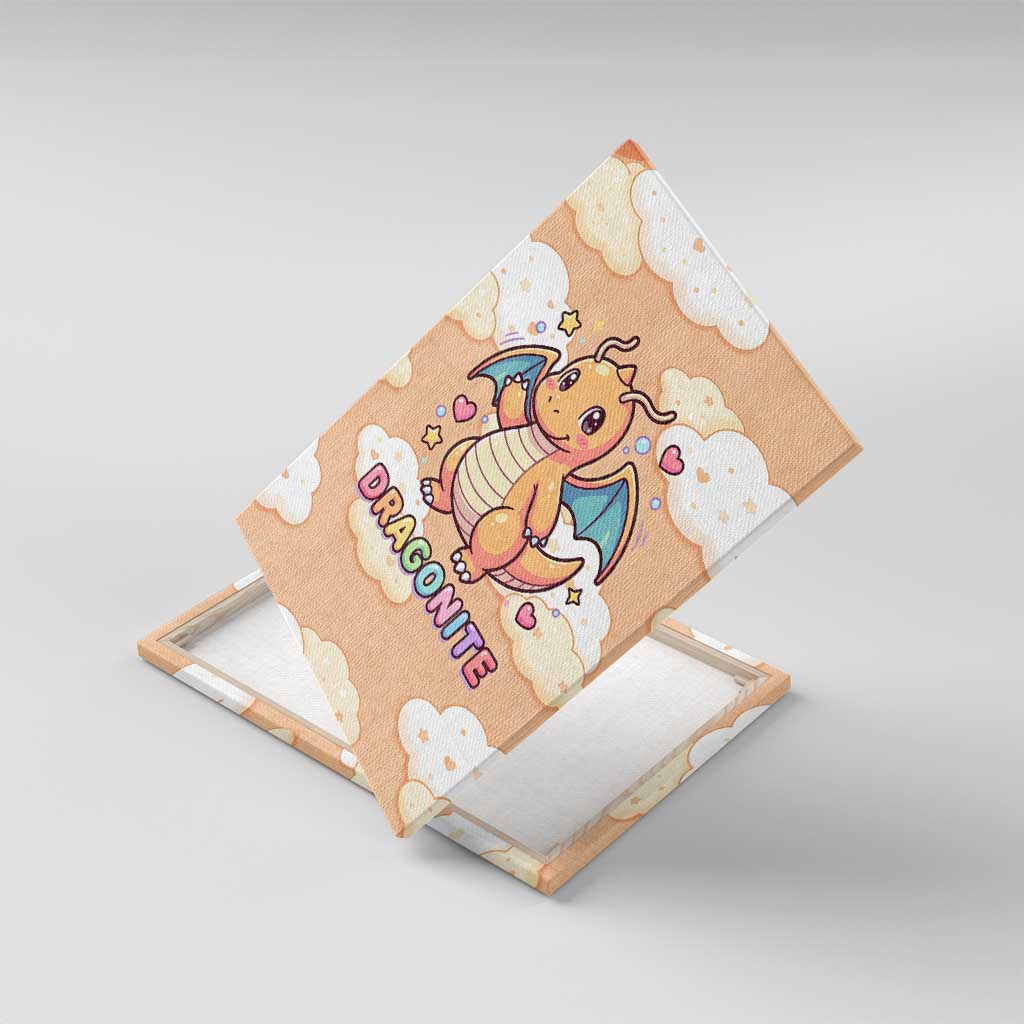 Dragonite Canvas Wall Art Whimsical Pastel Cloud Art