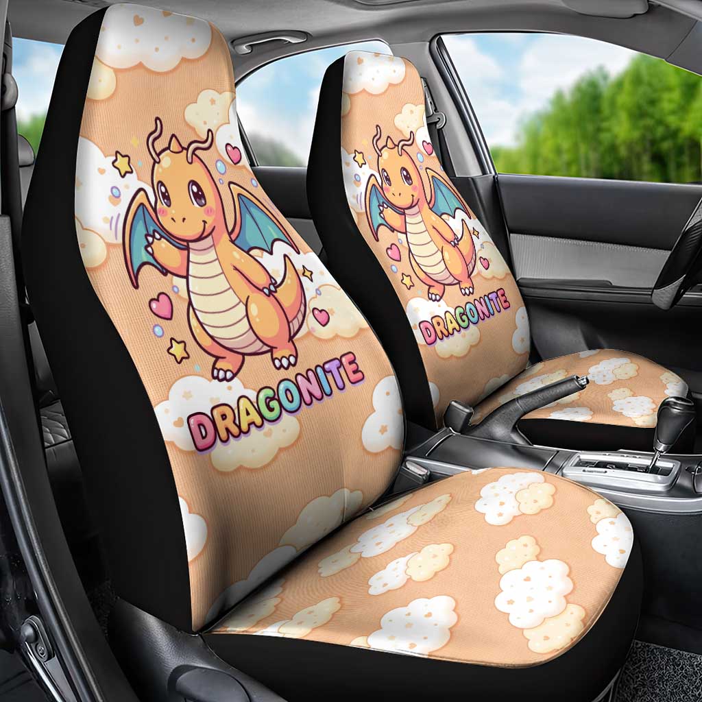 Dragonite Car Seat Cover Whimsical Pastel Cloud Art