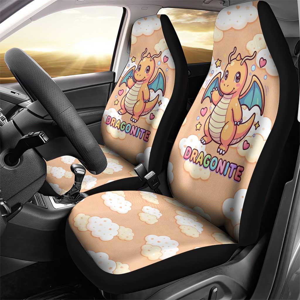 Dragonite Car Seat Cover Whimsical Pastel Cloud Art