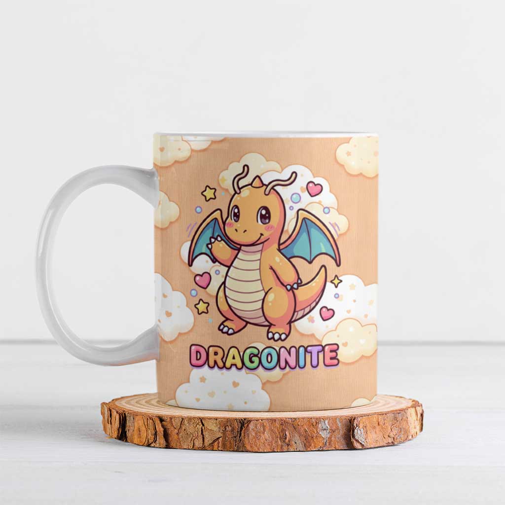 Dragonite Ceramic Mug Whimsical Pastel Cloud Art