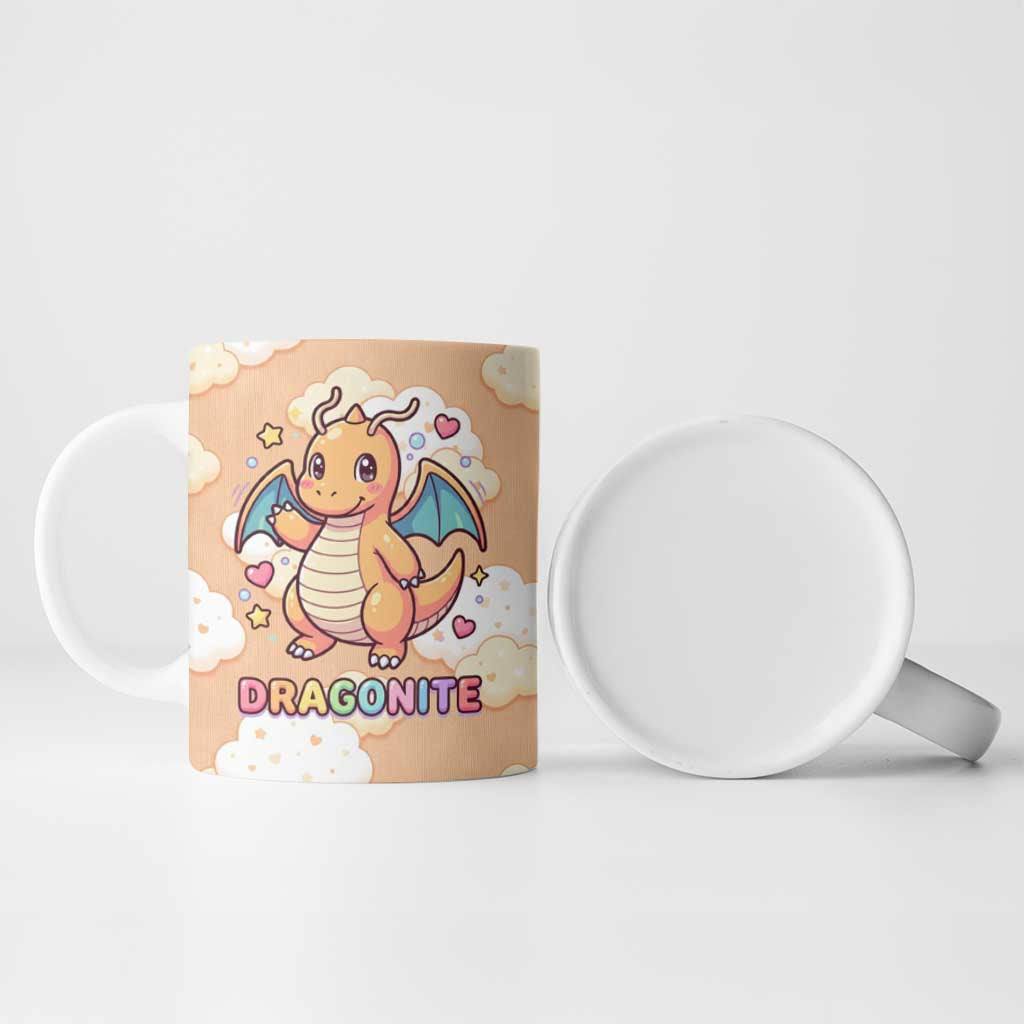 Dragonite Ceramic Mug Whimsical Pastel Cloud Art