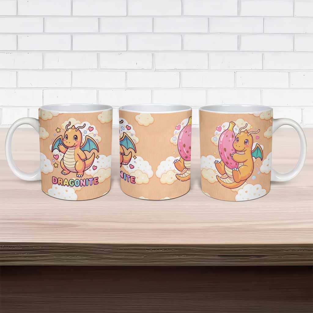 Dragonite Ceramic Mug Whimsical Pastel Cloud Art
