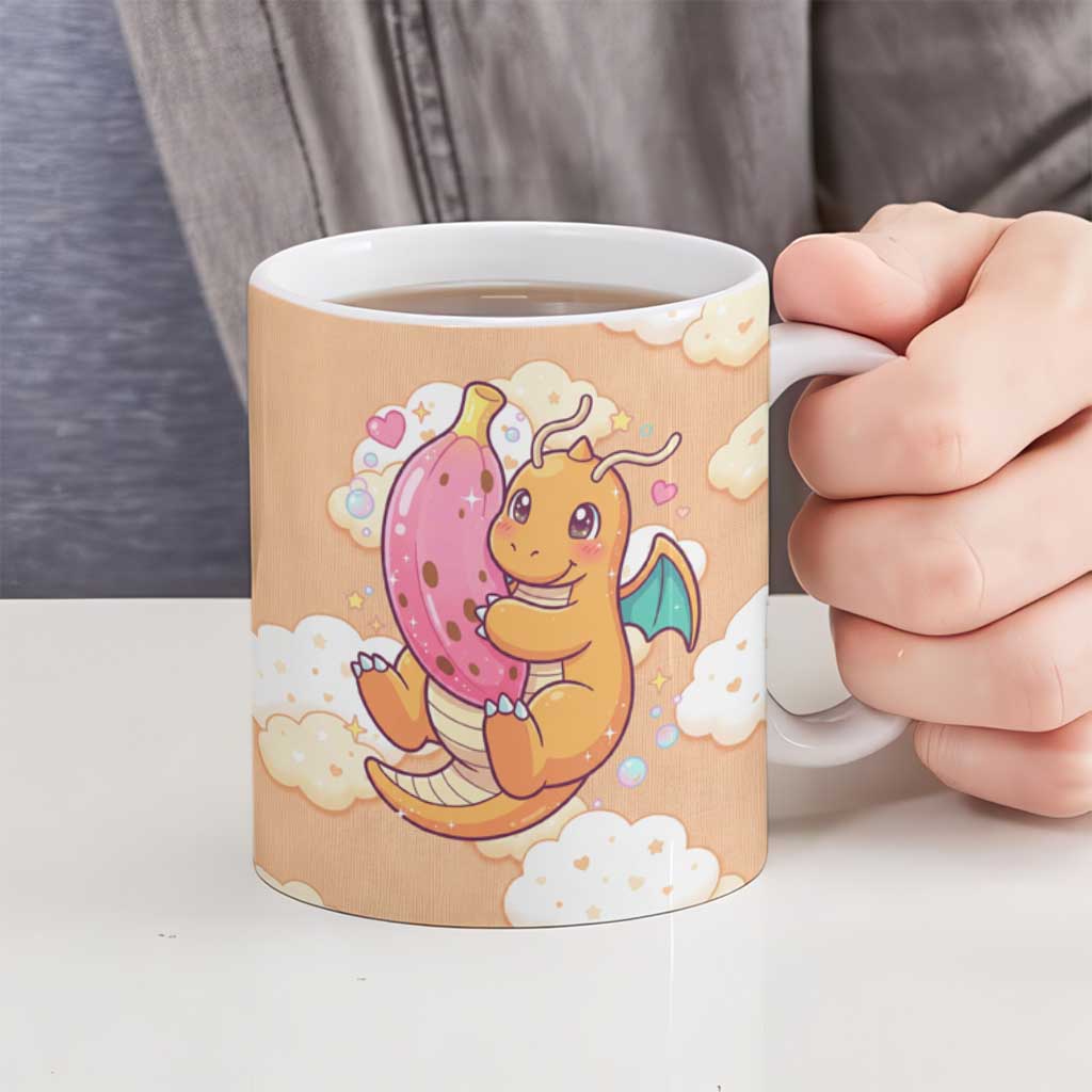 Dragonite Ceramic Mug Whimsical Pastel Cloud Art
