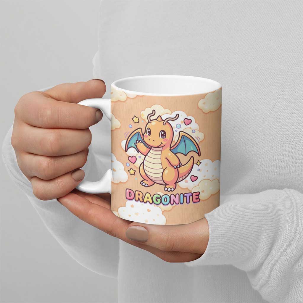 Dragonite Ceramic Mug Whimsical Pastel Cloud Art