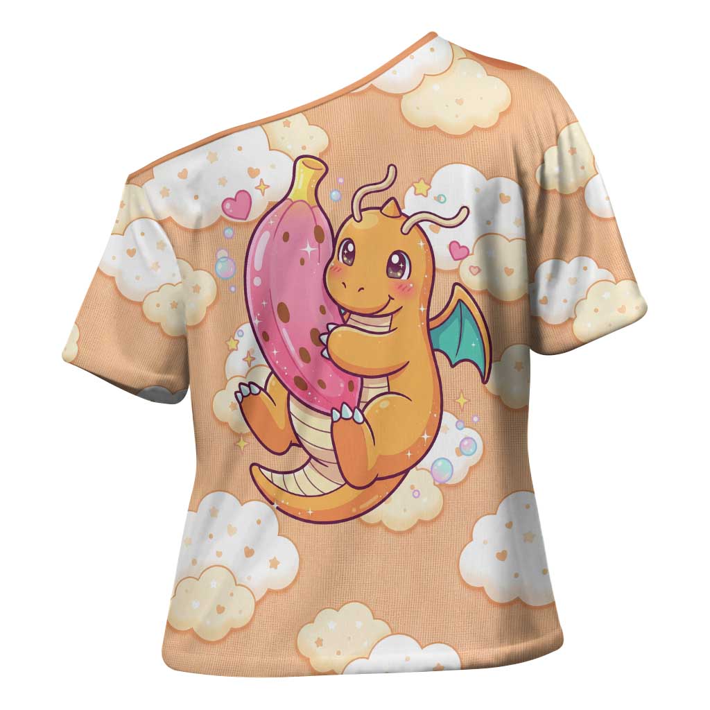 Dragonite Cross Shoulder Shirt Whimsical Pastel Cloud Art