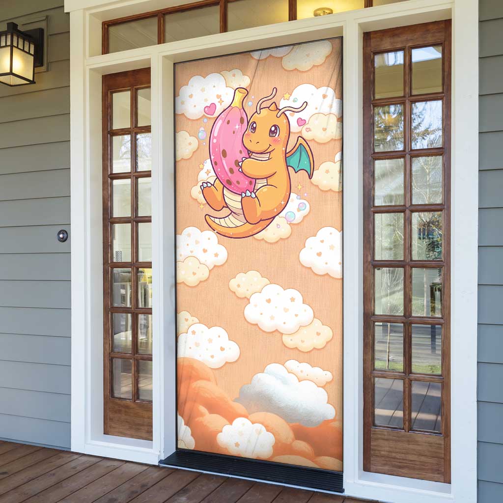 Dragonite Door Cover Whimsical Pastel Cloud Art