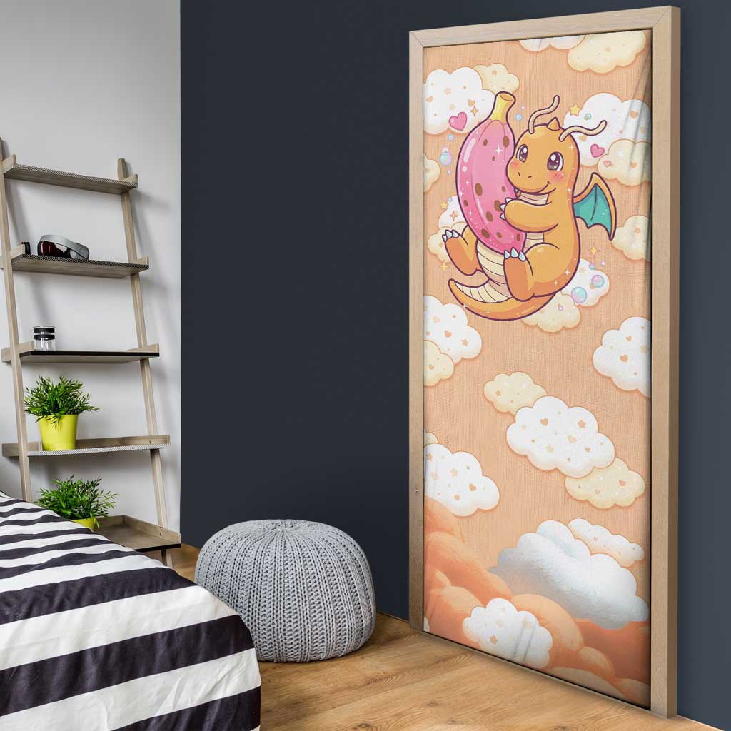 Dragonite Door Cover Whimsical Pastel Cloud Art