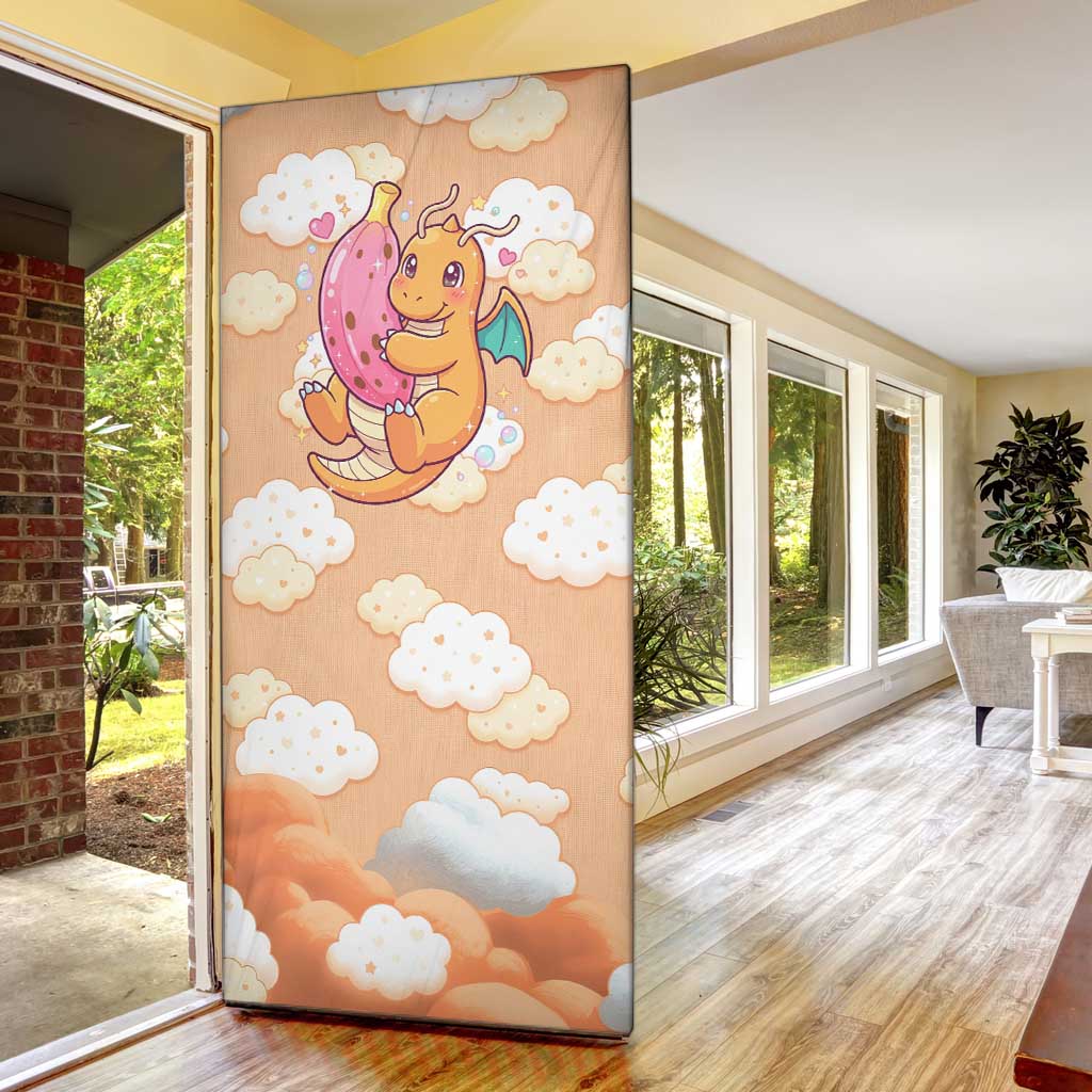 Dragonite Door Cover Whimsical Pastel Cloud Art