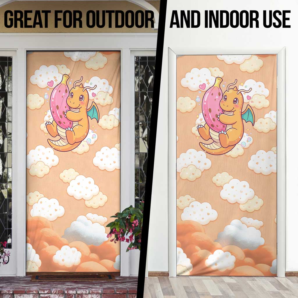 Dragonite Door Cover Whimsical Pastel Cloud Art