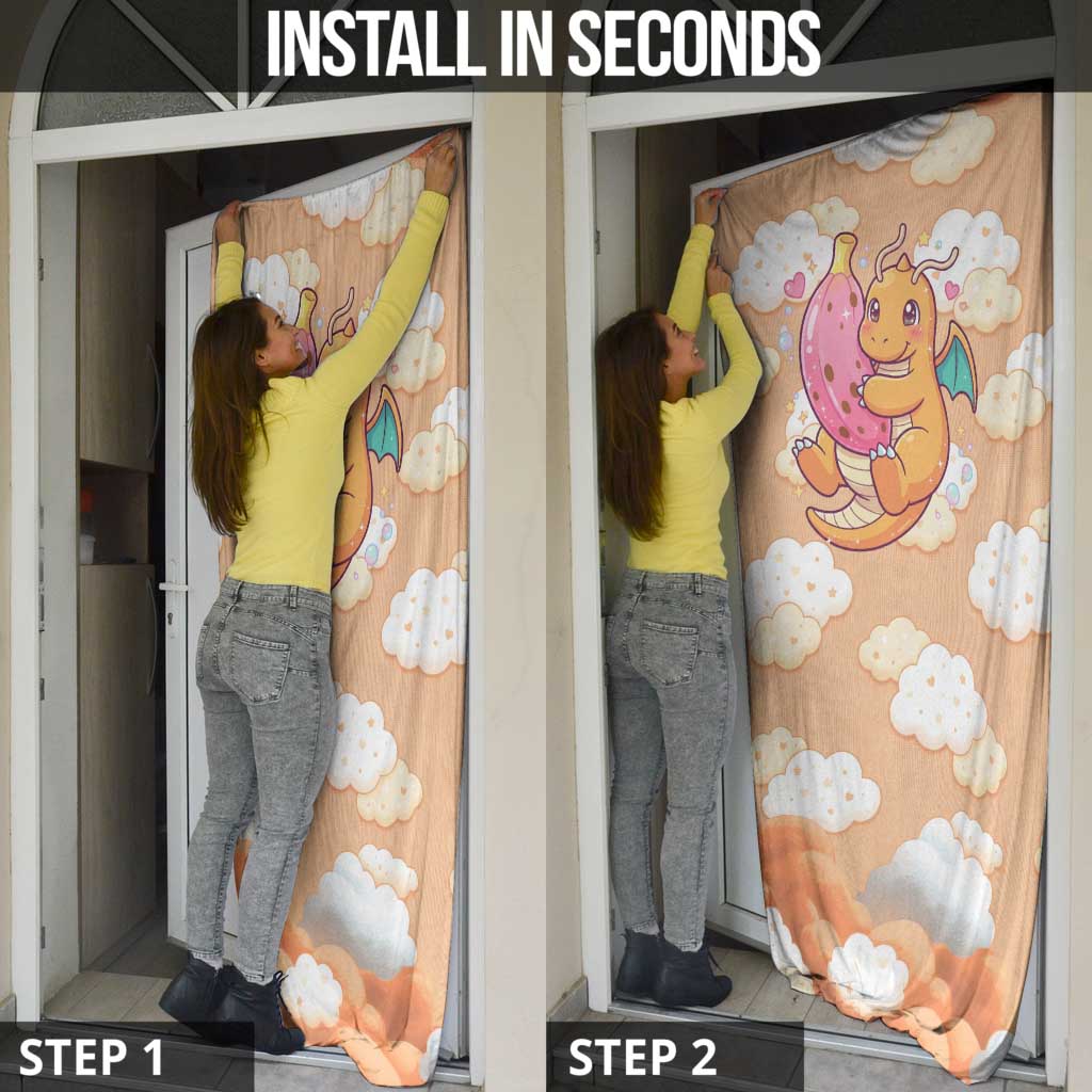 Dragonite Door Cover Whimsical Pastel Cloud Art