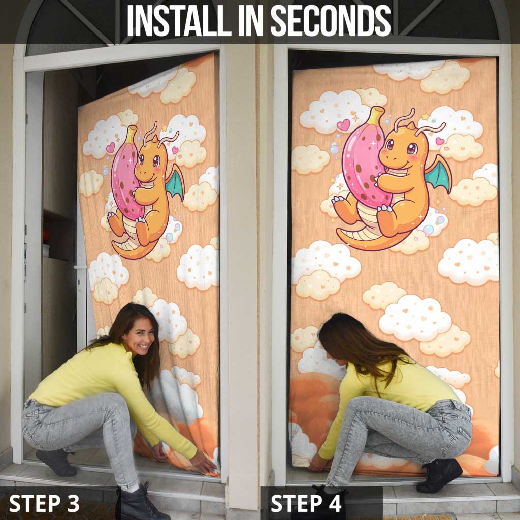 Dragonite Door Cover Whimsical Pastel Cloud Art