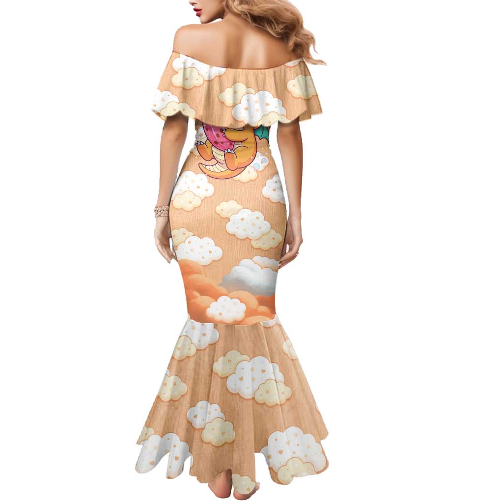 Dragonite Family Matching Mermaid Dress and Hawaiian Shirt Whimsical Pastel Cloud Art
