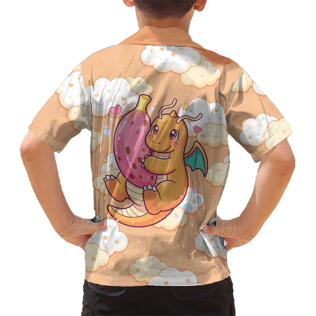 Dragonite Family Matching Puletasi and Hawaiian Shirt Whimsical Pastel Cloud Art