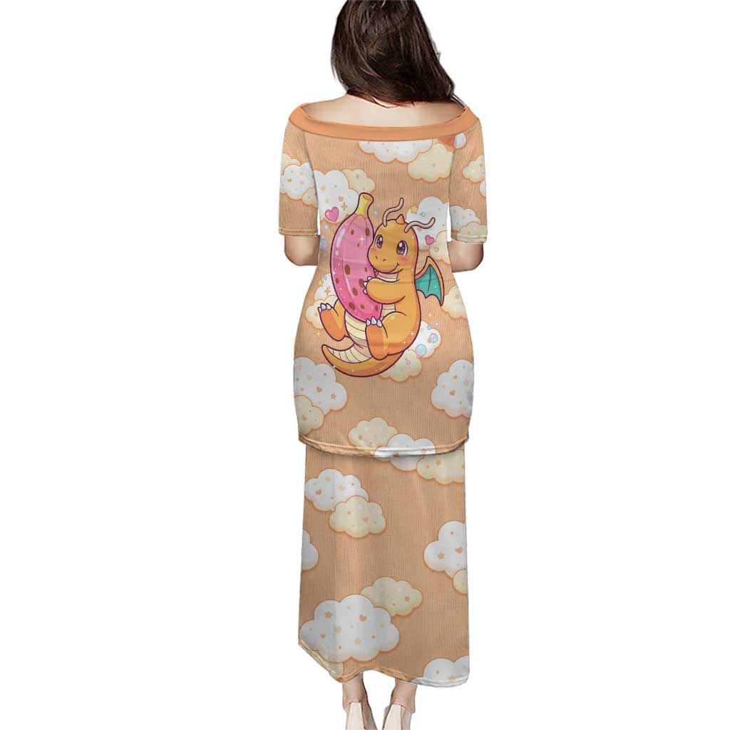Dragonite Family Matching Puletasi and Hawaiian Shirt Whimsical Pastel Cloud Art