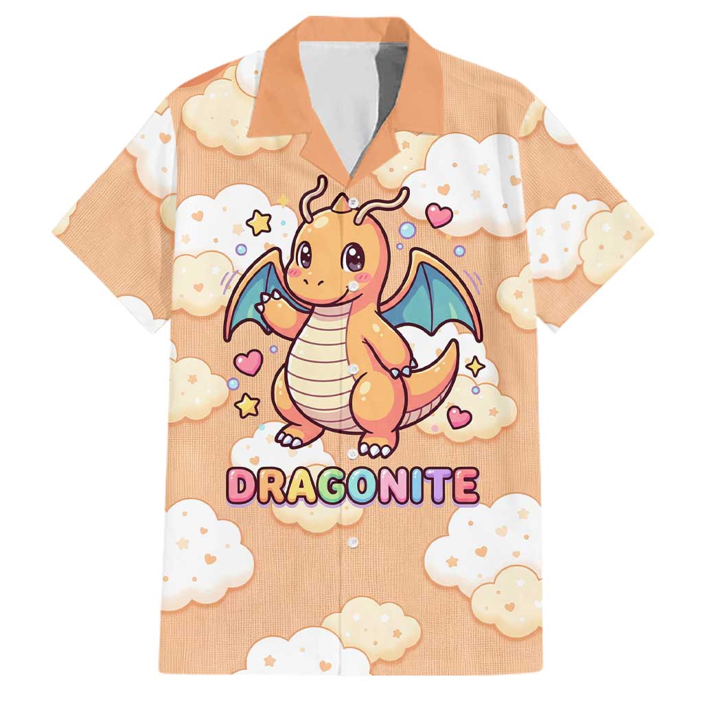 Dragonite Family Matching Summer Maxi Dress and Hawaiian Shirt Whimsical Pastel Cloud Art