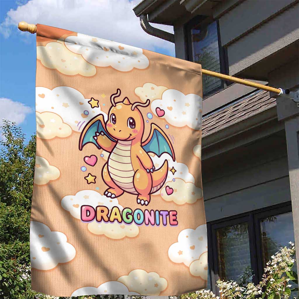 Dragonite Garden Flag Whimsical Pastel Cloud Art