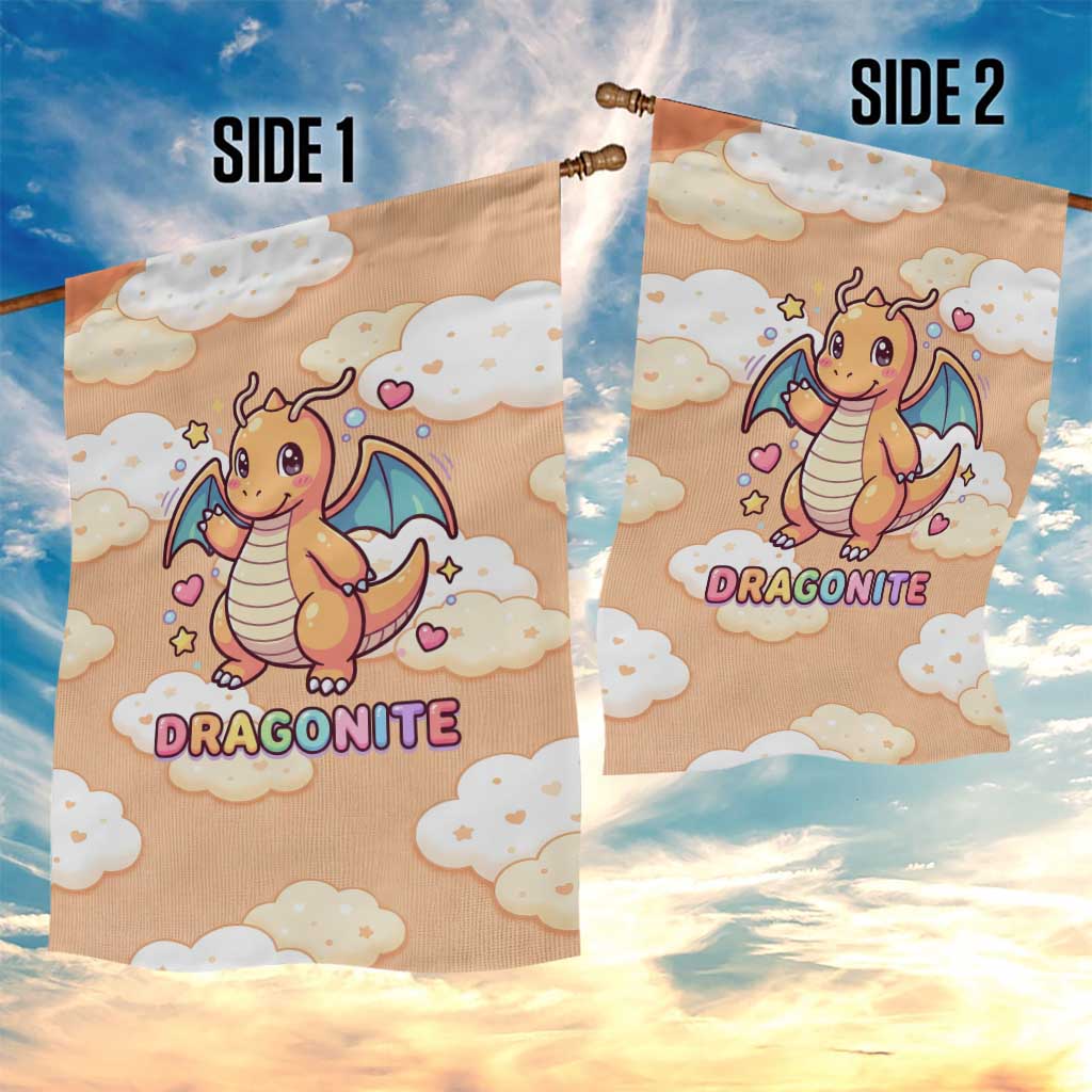 Dragonite Garden Flag Whimsical Pastel Cloud Art