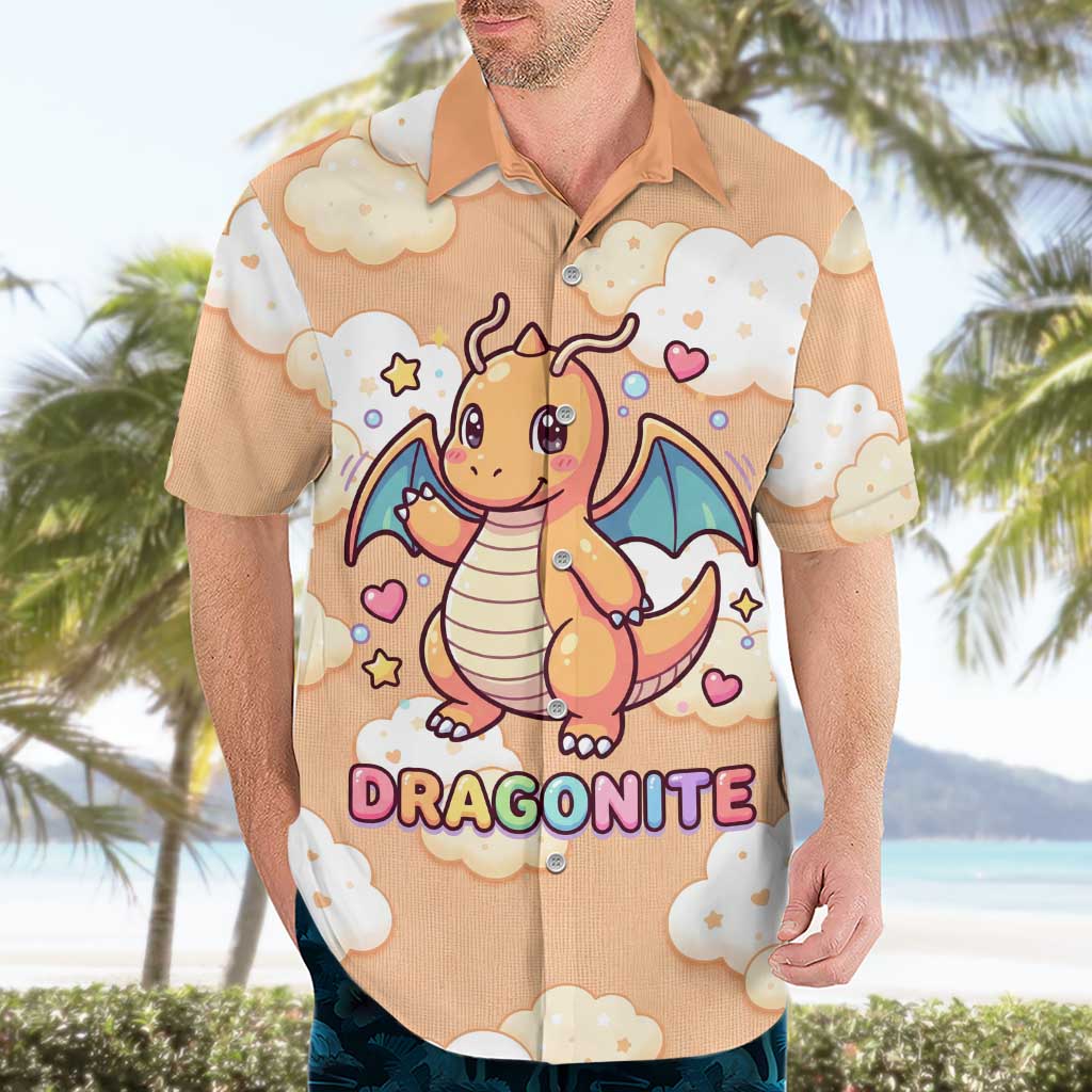 Dragonite Hawaiian Shirt Whimsical Pastel Cloud Art