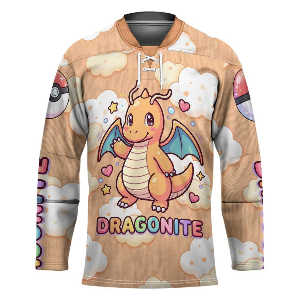 Dragonite Hockey Jersey Whimsical Pastel Cloud Art