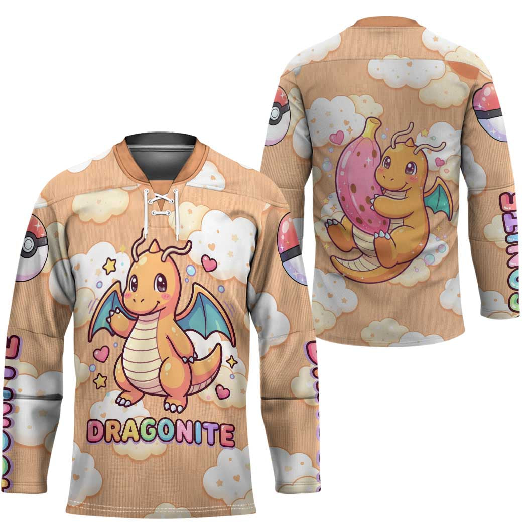 Dragonite Hockey Jersey Whimsical Pastel Cloud Art