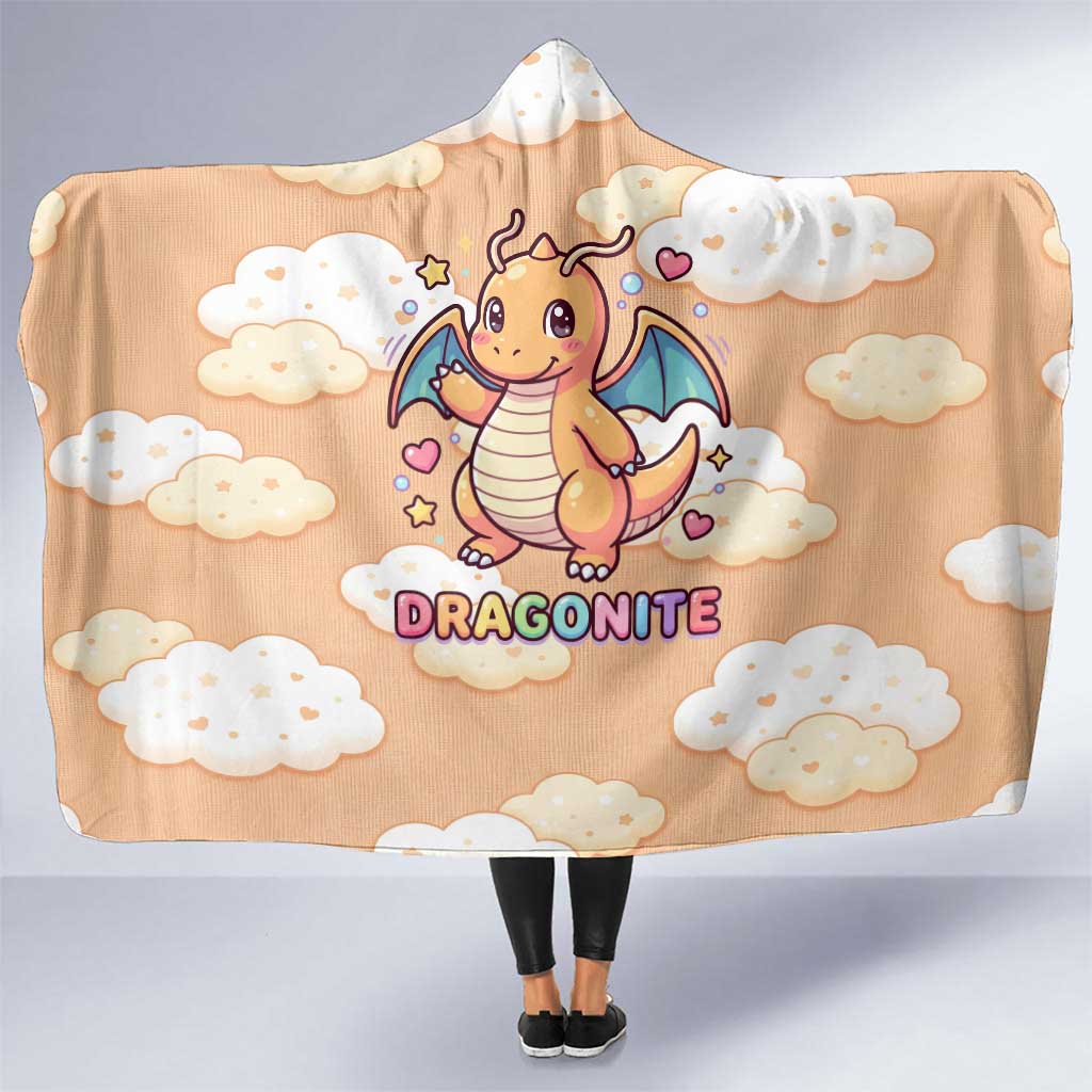 Dragonite Hooded Blanket Whimsical Pastel Cloud Art