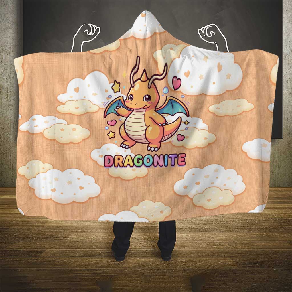 Dragonite Hooded Blanket Whimsical Pastel Cloud Art
