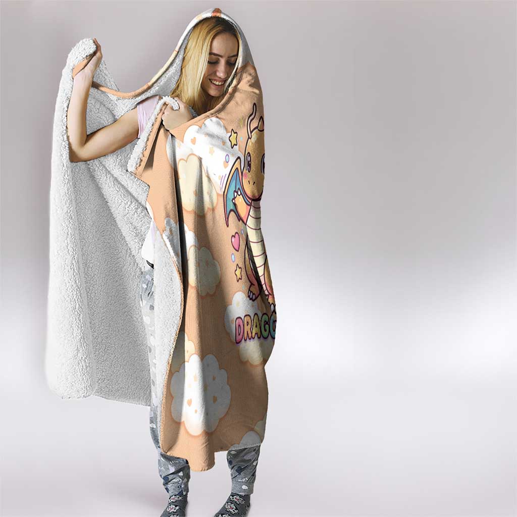 Dragonite Hooded Blanket Whimsical Pastel Cloud Art