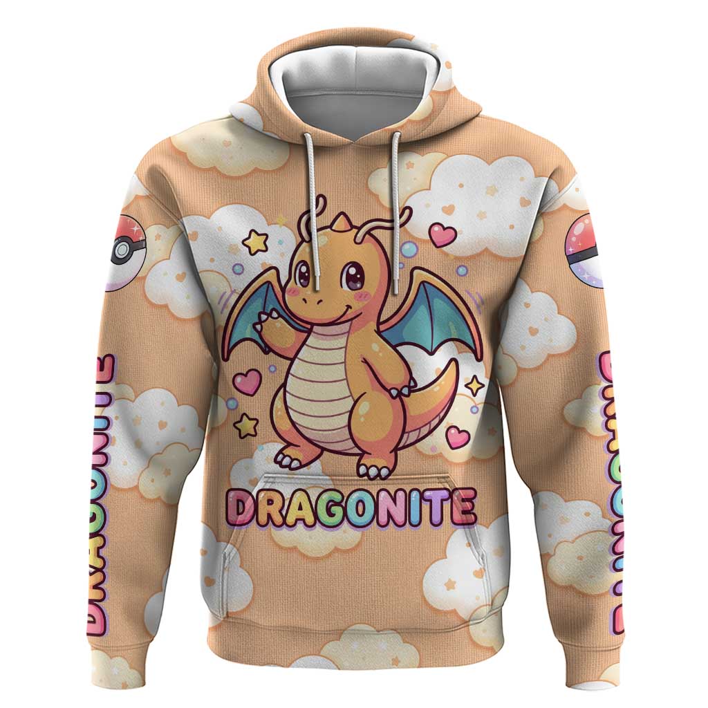 Dragonite Hoodie Whimsical Pastel Cloud Art