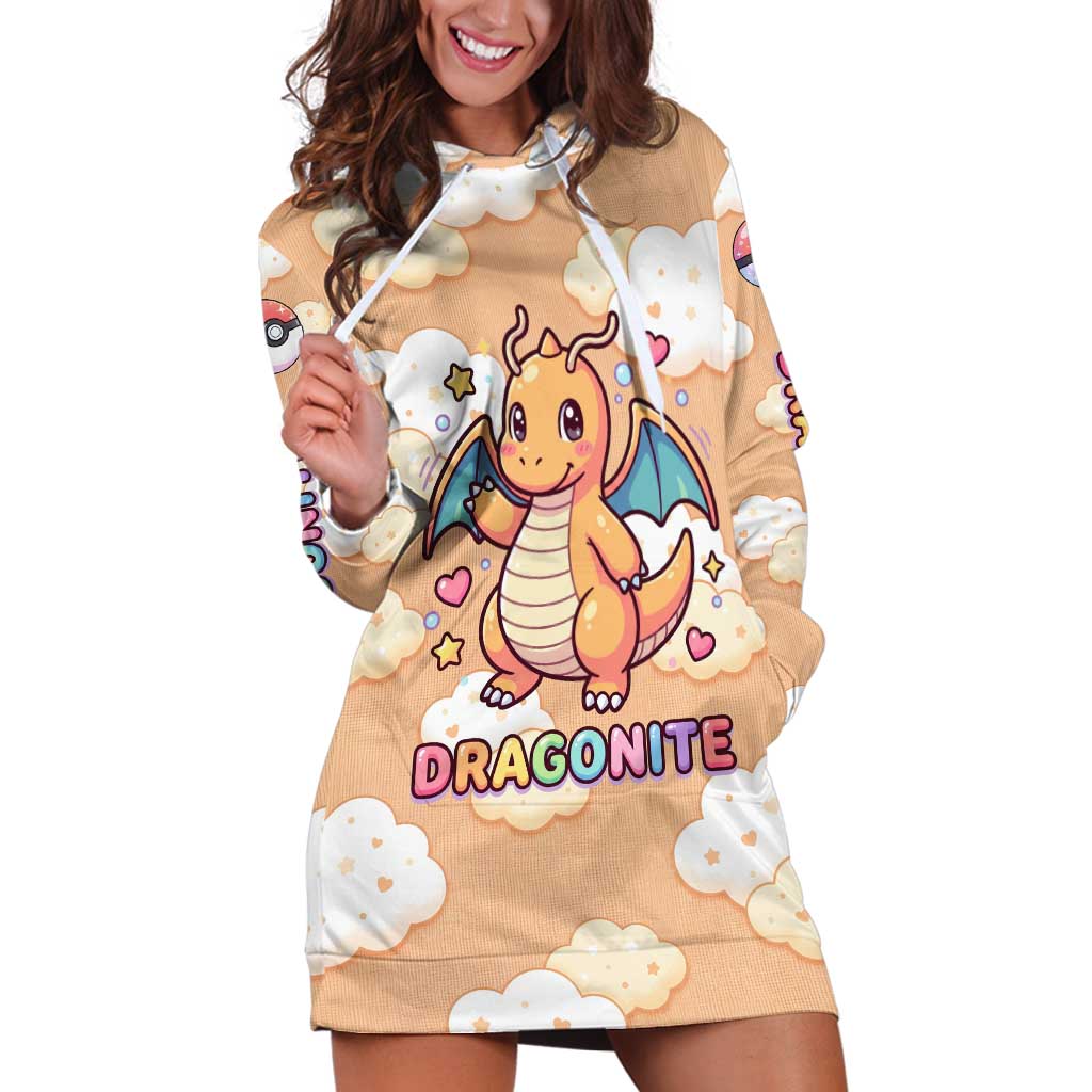 Dragonite Hoodie Dress Whimsical Pastel Cloud Art