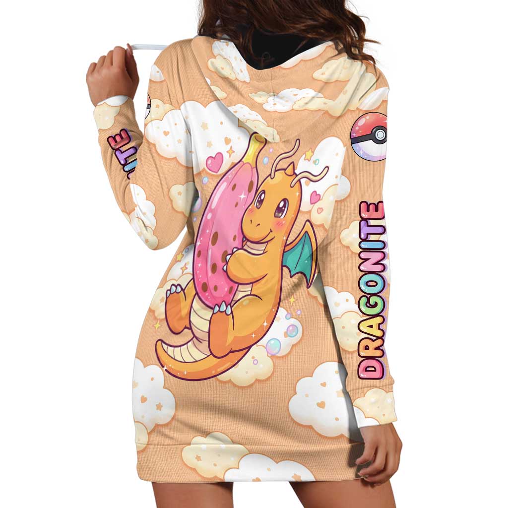 Dragonite Hoodie Dress Whimsical Pastel Cloud Art