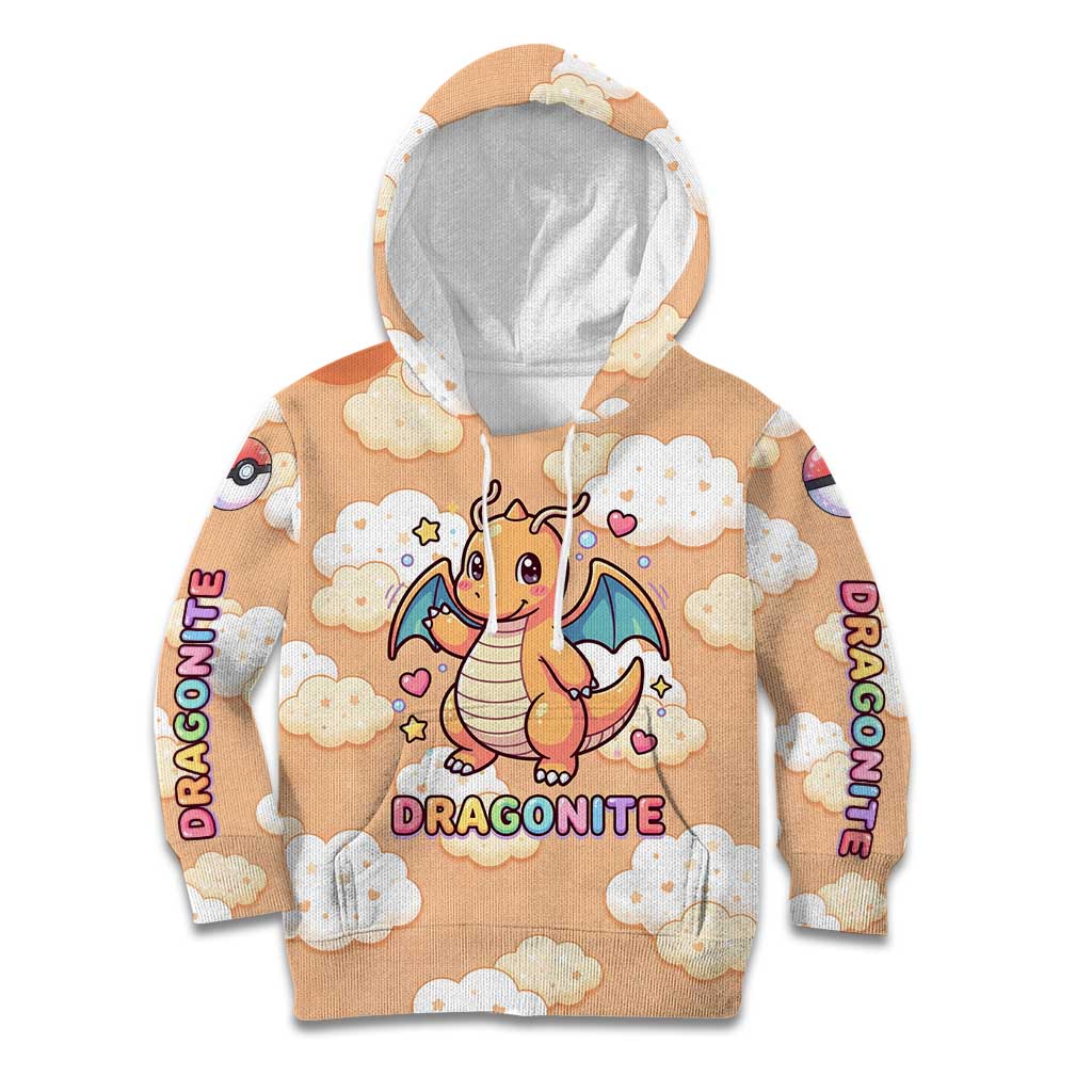 Dragonite Kid Hoodie Whimsical Pastel Cloud Art