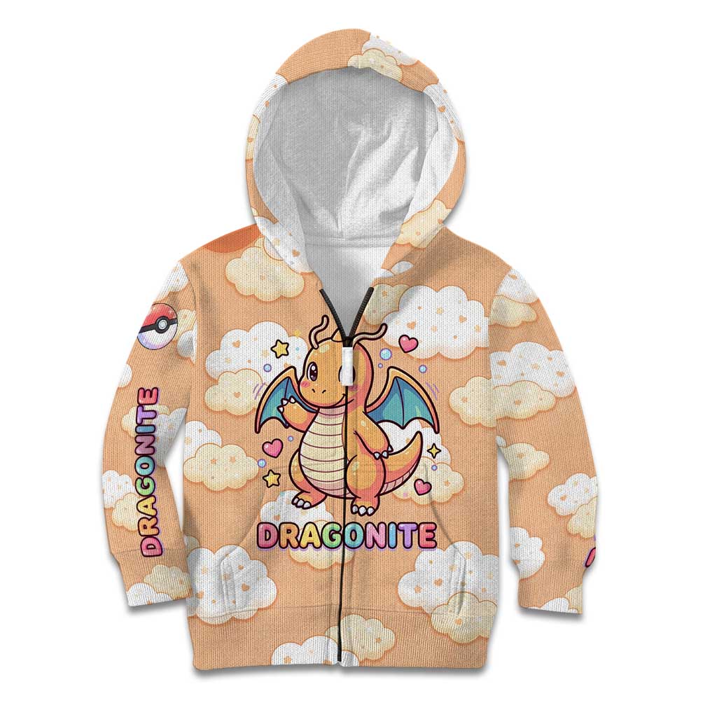 Dragonite Kid Hoodie Whimsical Pastel Cloud Art