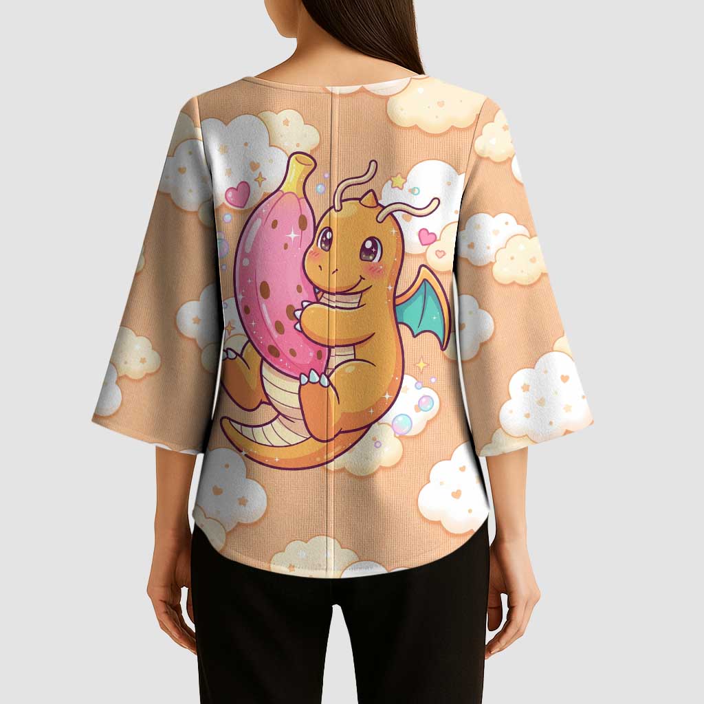 Dragonite Kimono Sleeve Blouse Whimsical Pastel Cloud Art
