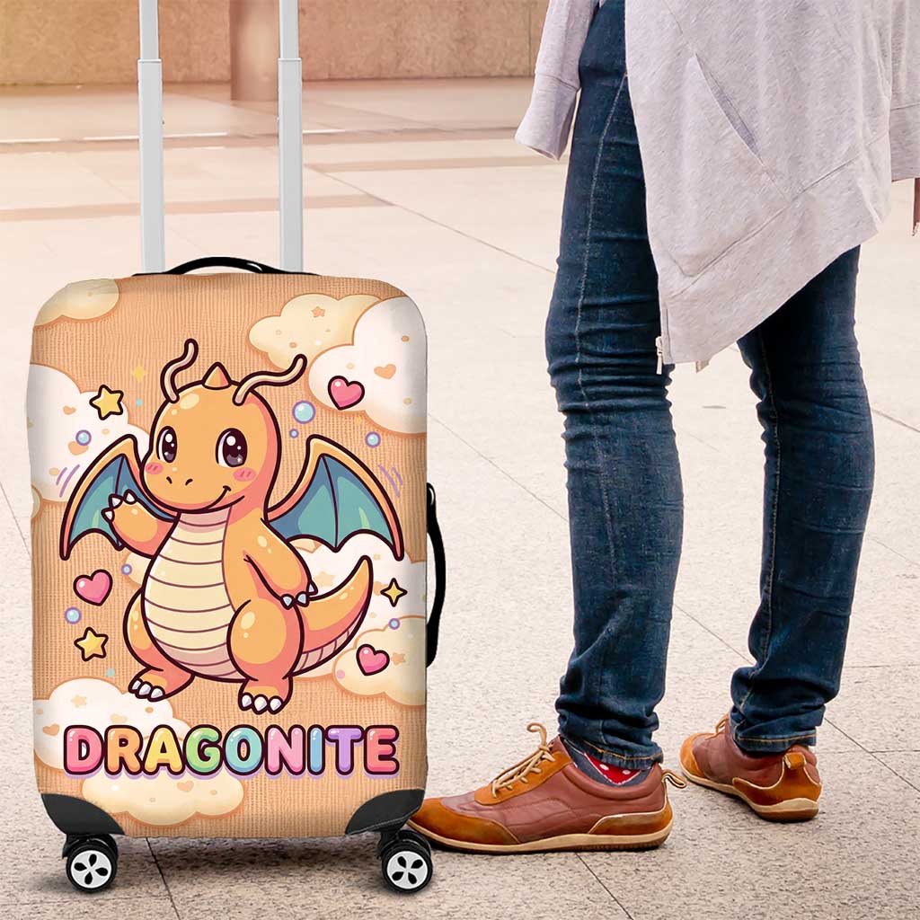 Dragonite Luggage Cover Whimsical Pastel Cloud Art
