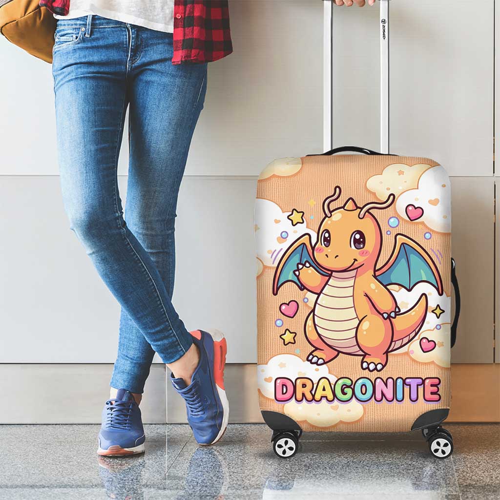Dragonite Luggage Cover Whimsical Pastel Cloud Art
