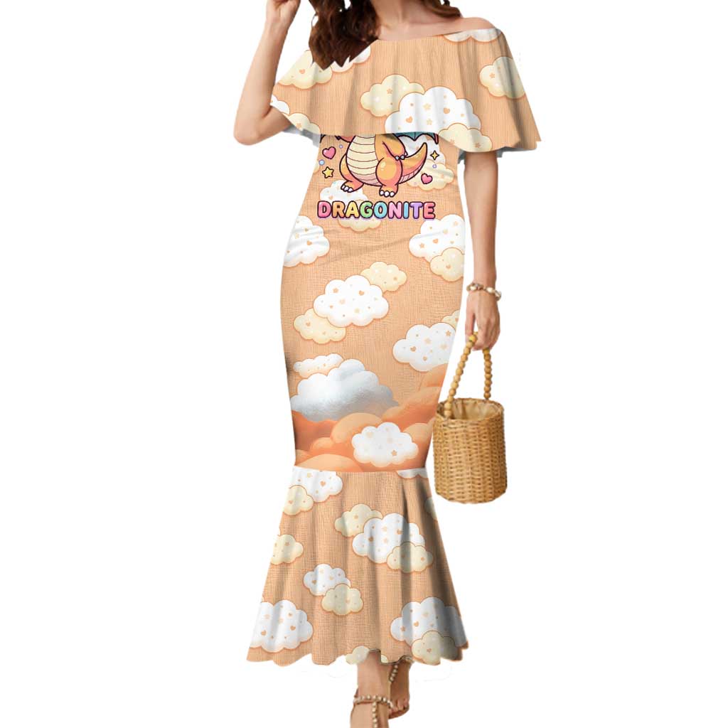 Dragonite Mermaid Dress Whimsical Pastel Cloud Art