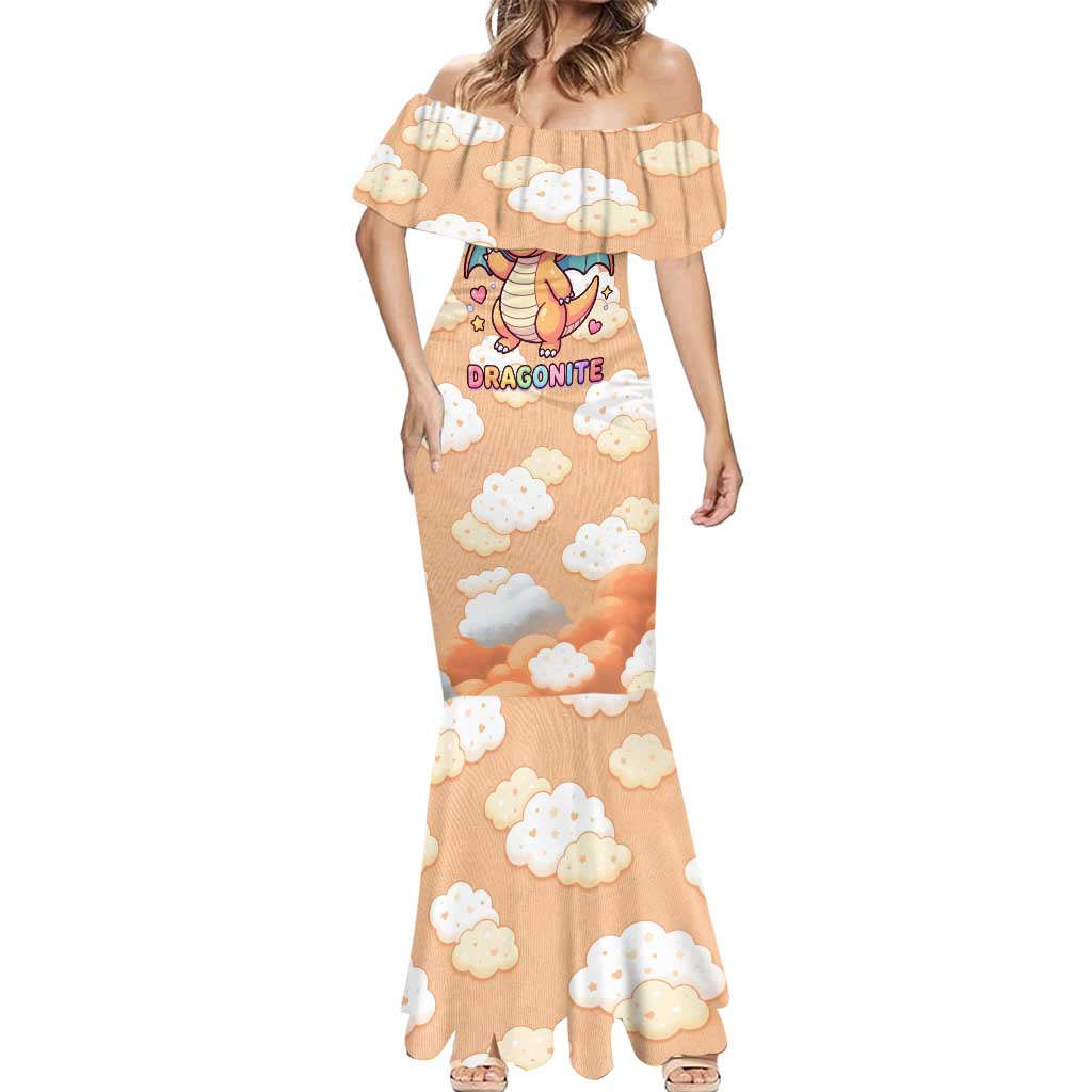 Dragonite Mermaid Dress Whimsical Pastel Cloud Art
