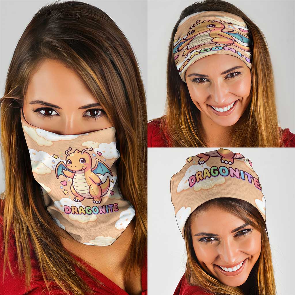 Dragonite Neck Gaiter Whimsical Pastel Cloud Art