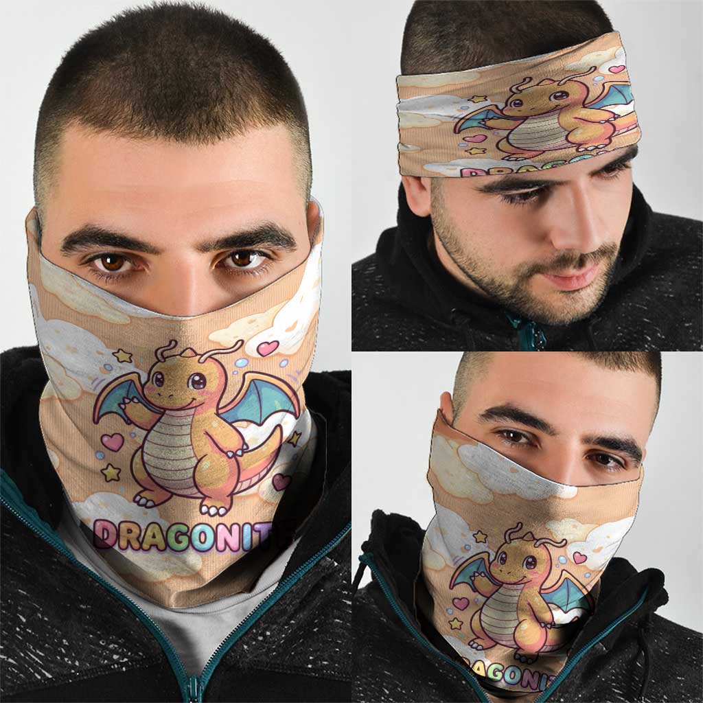 Dragonite Neck Gaiter Whimsical Pastel Cloud Art