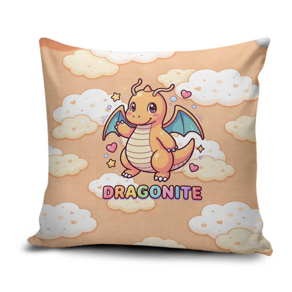 Dragonite Pillow Cover Whimsical Pastel Cloud Art