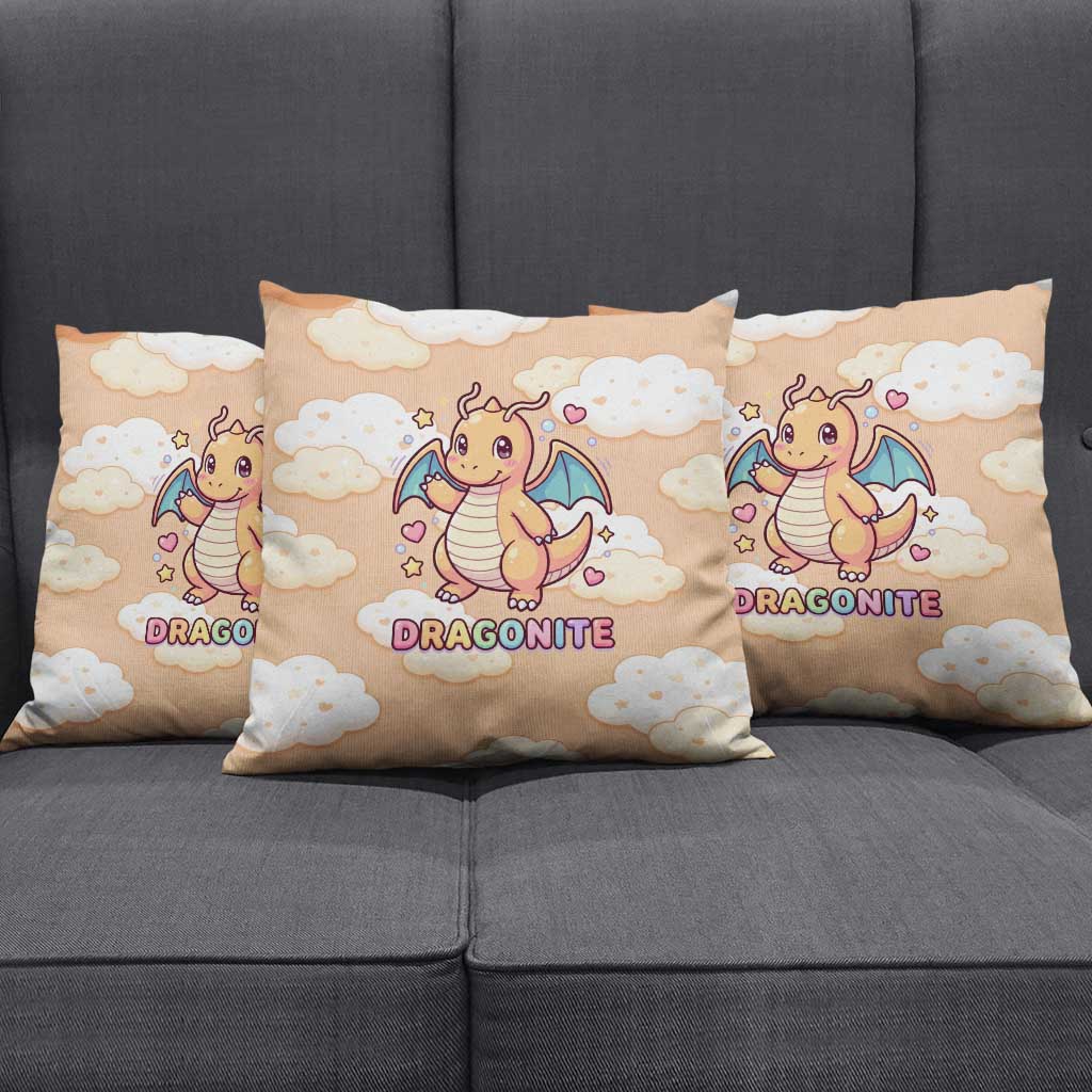 Dragonite Pillow Cover Whimsical Pastel Cloud Art