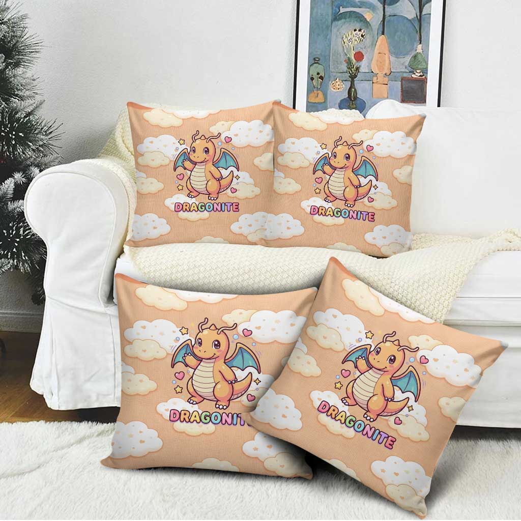 Dragonite Pillow Cover Whimsical Pastel Cloud Art